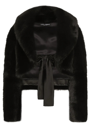 Dolce & Gabbana belted faux-fur jacket - Black