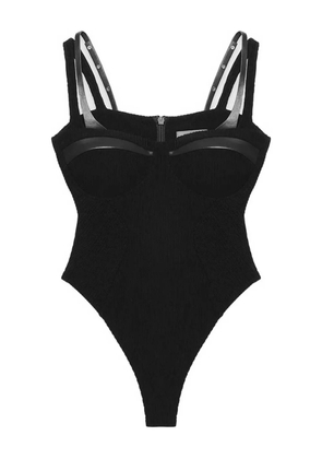 Manière De Voir twin-strap ribbed black bodysuit