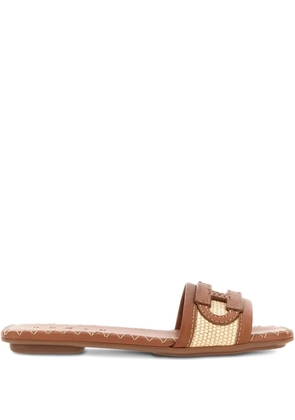 Hogan woven logo-detail flat sandals - Brown