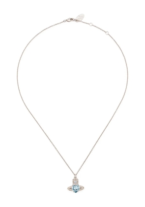 Vivienne Westwood aquamarine heart orb necklace - Silver
