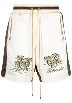 RHUDE Souvenier drawstring satin shorts - Neutrals