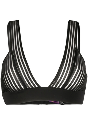 Maison Close striped triangle bra - Black