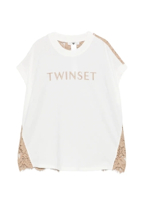 TWINSET lace-back logo-embroidery T-shirt - White