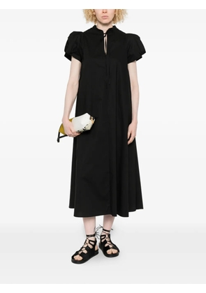 PSOPHIA puff-sleeve tie-neck midi dress - Black
