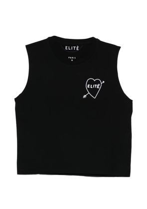Elite heart-motif sleeveless vest - Black