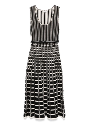 Elisabetta Franchi micro-ruffles detailed midi dress - Black