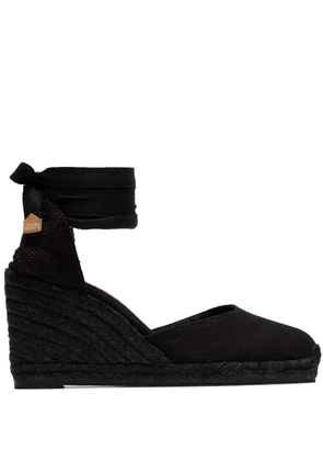 Castañer Carina 80 ankle-tie wedge sandals - Black