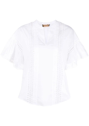 TWINSET broderie anglais flutter-sleeve blouse - White