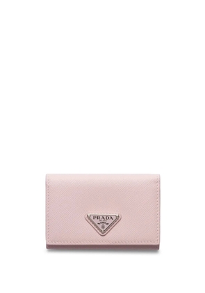 Prada triangle-logo leather card holder - Pink