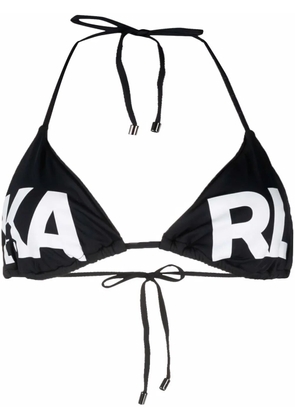 Karl Lagerfeld logo-print halterneck bikini top - Black