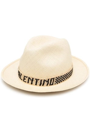 Valentino Garavani logo-band straw hat - Neutrals