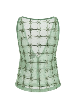 PINKO Quandong rhinestone embroidery top - Green