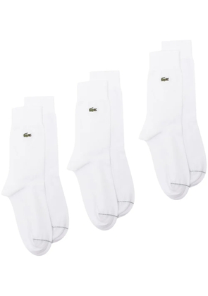 Lacoste logo-embroidered socks (pack of three) - White