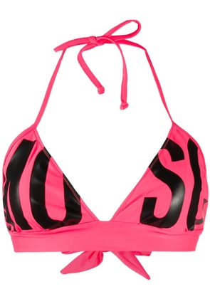 Moschino logo print triangle bikini top - Pink