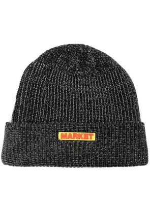 MARKET reflective-bar logo beanie - Black