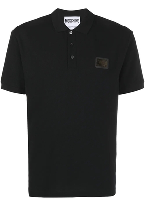 Moschino logo plaque polo T-shirt - Black