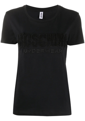 Moschino Underwear-logo embroidered T-shirt - Black
