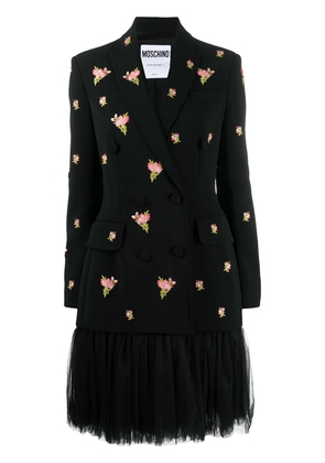 Moschino tulle skirt floral embroidered dress - Black