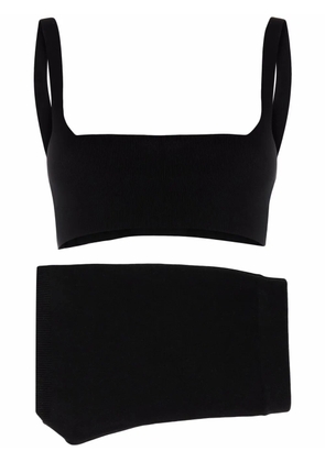 RED Valentino knitted crop top and shorts set - Black