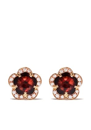 Pasquale Bruni 18kt rose gold diamond garnet Figlia dei Fiori stud earrings - Pink