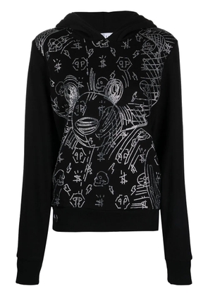 Philipp Plein Teddy-Bear sequin-embellishment hoodie - Black