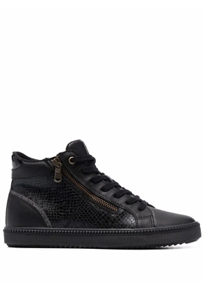 Geox croc-effect high top sneakers - Black
