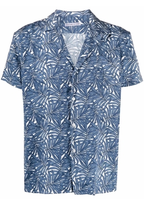Daniele Alessandrini leaf-print short-sleeved shirt - Blue