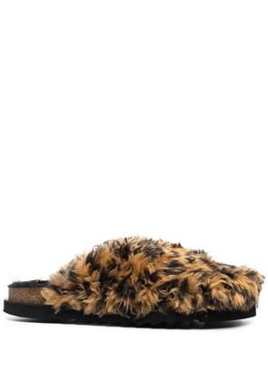 Palm Angels faux-fur slip-on mules - Brown