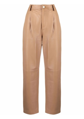 RED Valentino high-waist leather trousers - Neutrals