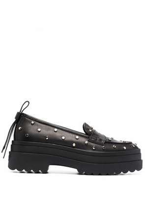 RED(V) studded leather loafers - Black