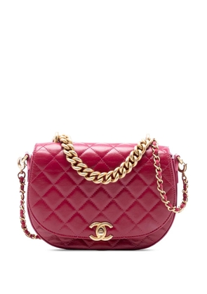 CHANEL Pre-Owned 2017-2018 CC Quilted Shiny Calfskin Single Flap satchel - Pink