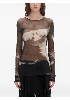 Ann Demeulemeester mesh graphic-print T-shirt - Black