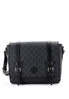 Gucci Pre-Owned Interlocking G Patch Messenger Bag GG Coated Canvas with Leather Medium crossbody bag - Black
