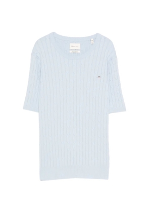 Gant cable-knit short-sleeve top - Blue