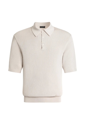 Dolce & Gabbana micro-rib cotton polo shirt - Neutrals