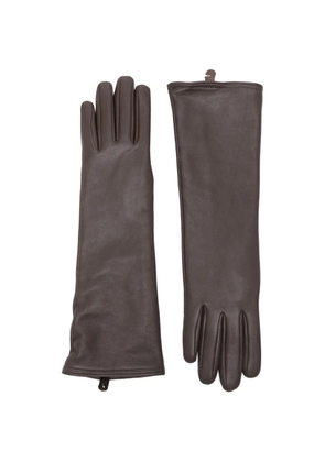 Gant long leather gloves - Brown
