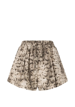 PINKO drawstring animal-print trousers - Neutrals