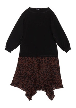 Bimba y Lola leopard-print asymmetric dress - Black