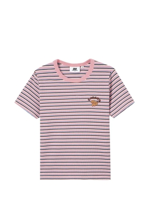 CHOCOOLATE embroidered-detail striped cotton T-shirt - Pink