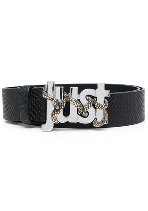 Just Cavalli snakeskin-effect logo-lettering belt - Black