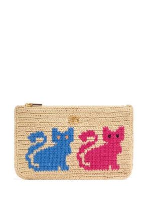 Valentino Garavani Raffiachat raffia clutch with embroidery - Neutrals