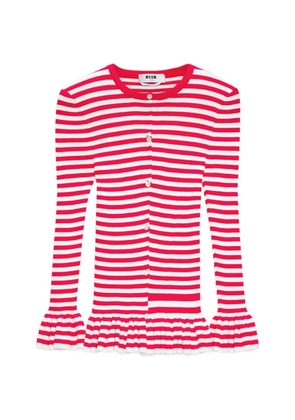 MSGM striped ruffled knitwear - Red
