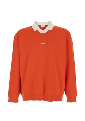 Autry collared knitted sweater - Orange