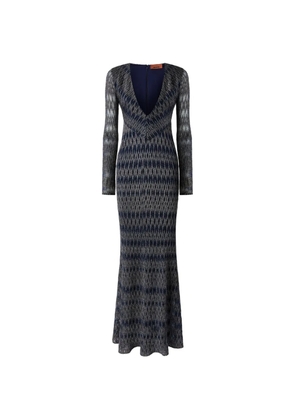 Missoni long-sleeve V-neck dress - Blue