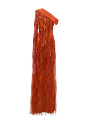 Gemy Maalouf one-shoulder fringed dress - Orange