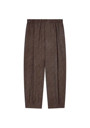 Giorgio Armani elasticated-waist houndstooth trousers - Brown