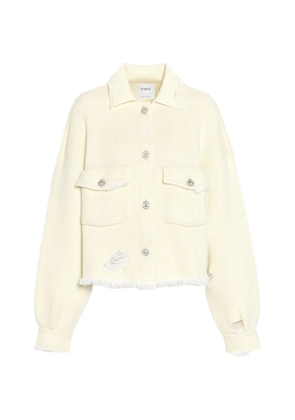 Barrie fringed-trim distressed-finish jacket - Yellow