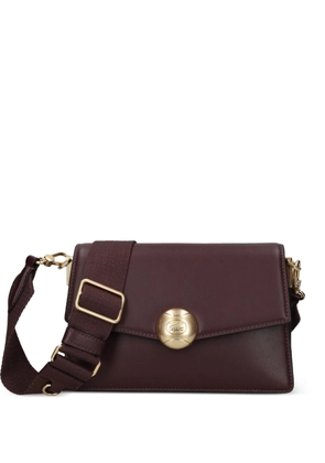 Lacoste detachable strap leather satchel - Brown