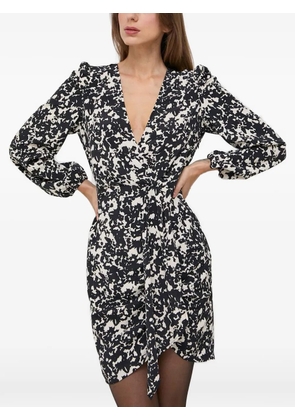 Morgan V-neck print mini dress - Black