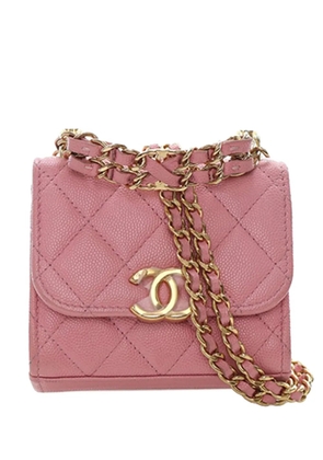 CHANEL Pre-Owned 2021-2025 Mini CC Quilted Caviar Top Handle Clutch with Chain satchel - Pink